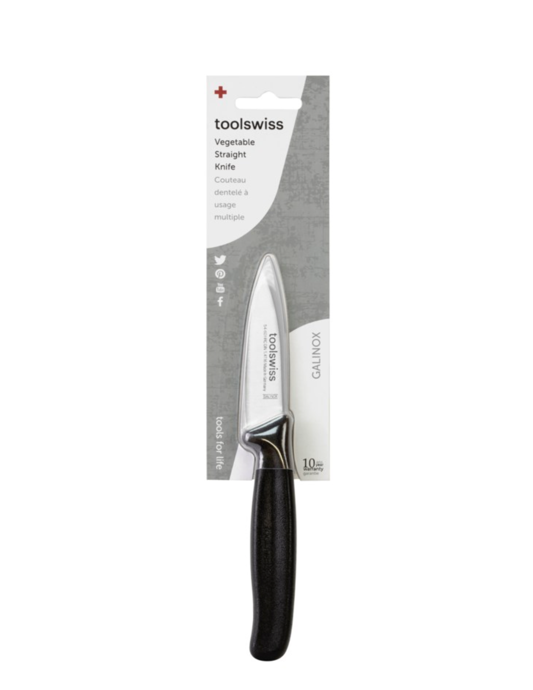 Toolswiss 3" Straight Spear Point Knife, Black
